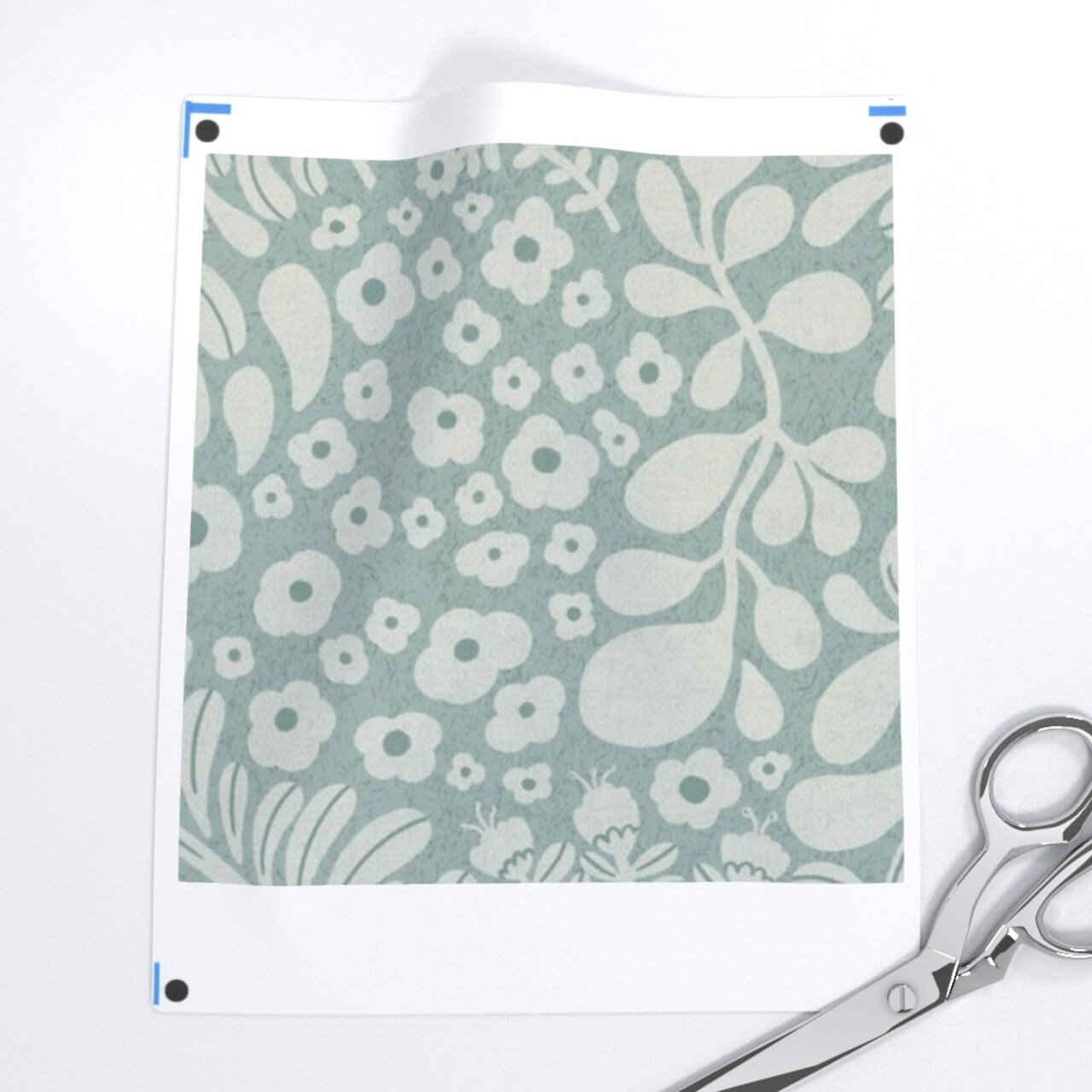 Calm Botanical Tranquil Flowers Serene Leaves Blue Gray Vine Wildflowers Floral Custom Printed Fabric by Spoonflower Various Fabrics by the Yard or Fat Quarter